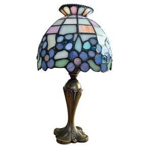 PartyLite Mosaic Candle Holder Lamp with Multicolor Design Tiffany style